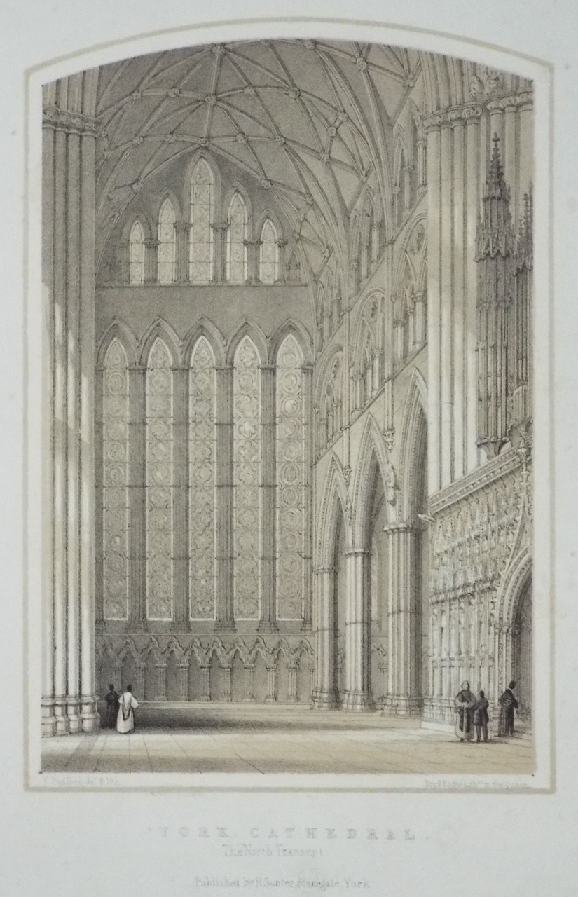 Lithograph - York Cathedral. The North Transept. - Bedford